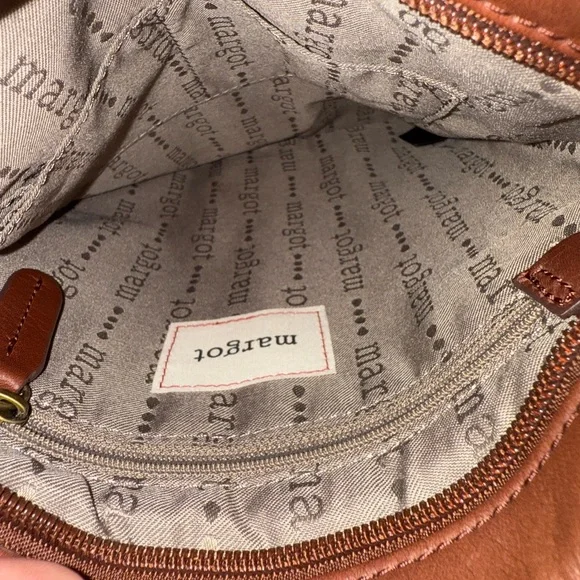 Margot Split Pocket Leather Crossbody Brown Bag Purse Adjustable Strap Slim - Picture 5 of 5